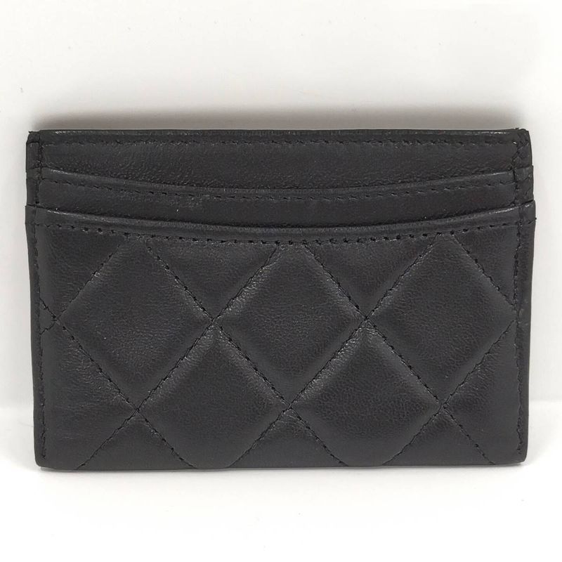 Chanel Classic Card Case Card Holder Matelasse Leather Black Ap0213