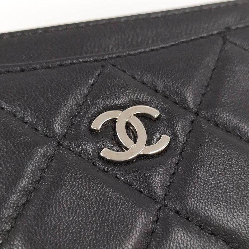 Chanel Classic Card Case Card Holder Matelasse Leather Black Ap0213