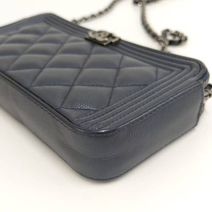 Chanel Boy Chanel Chain Wallet in Navy Caviar Skin A84069