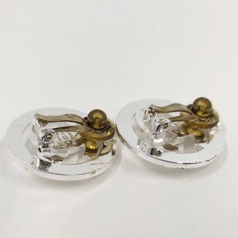 Chanel Earring Coco Mark Turnlock Plated Silver 97p