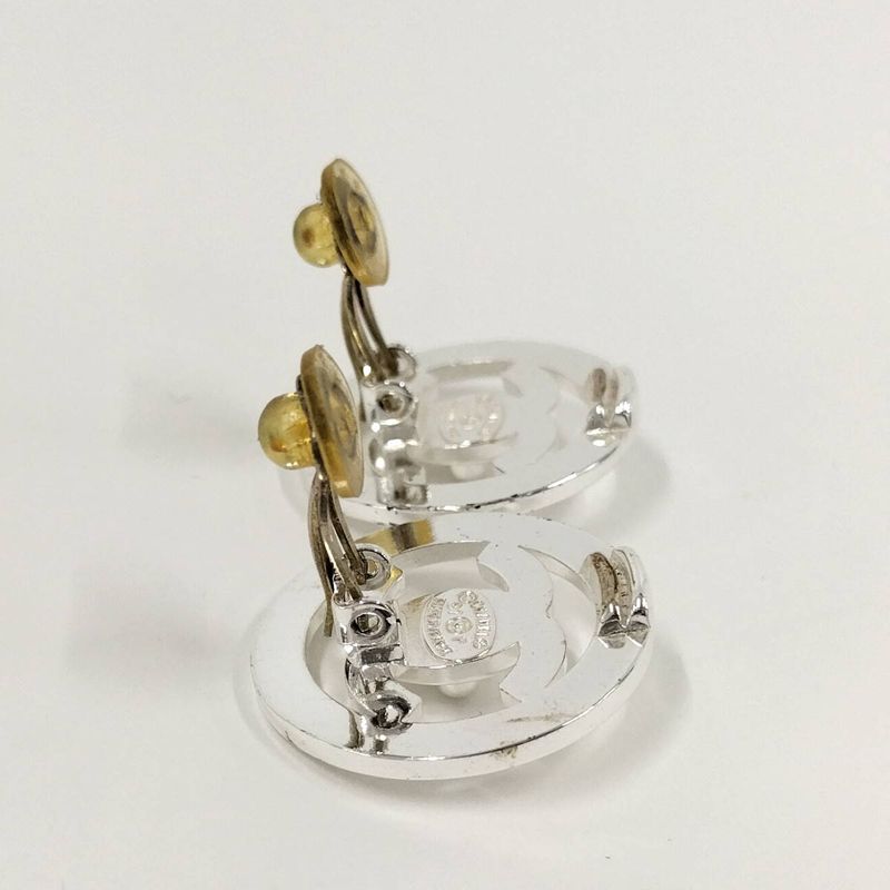 Chanel Earring Coco Mark Turnlock Plated Silver 97p