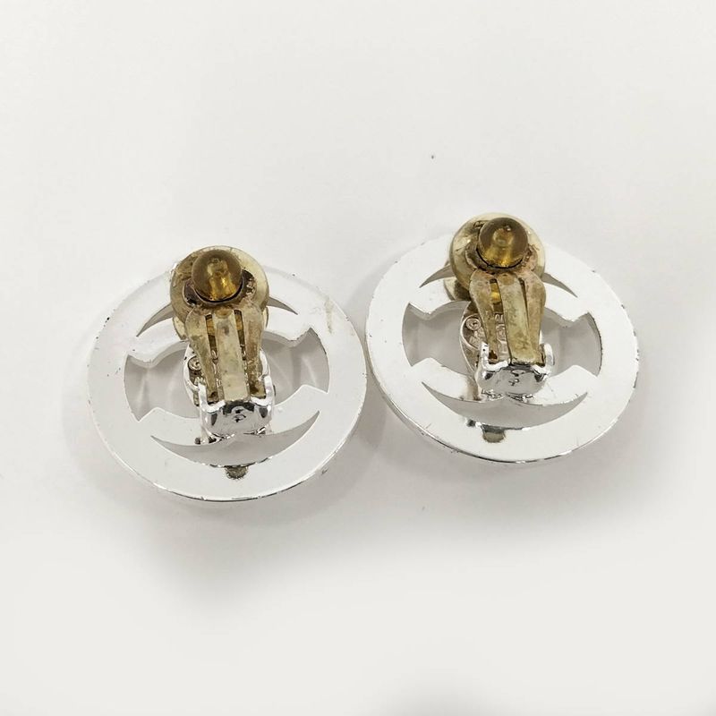 Chanel Earring Coco Mark Turnlock Plated Silver 97p