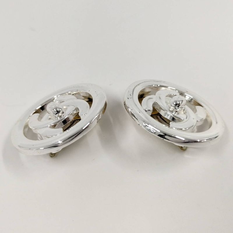Chanel Earring Coco Mark Turnlock Plated Silver 97p
