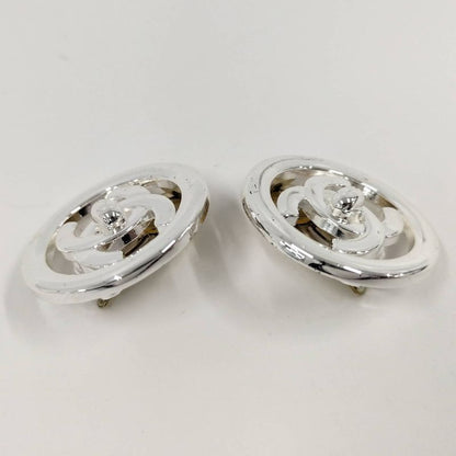 Chanel Earring Coco Mark Turnlock Plated Silver 97p