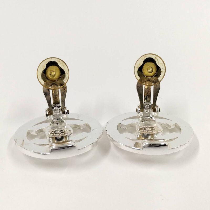 Chanel Earring Coco Mark Turnlock Plated Silver 97p