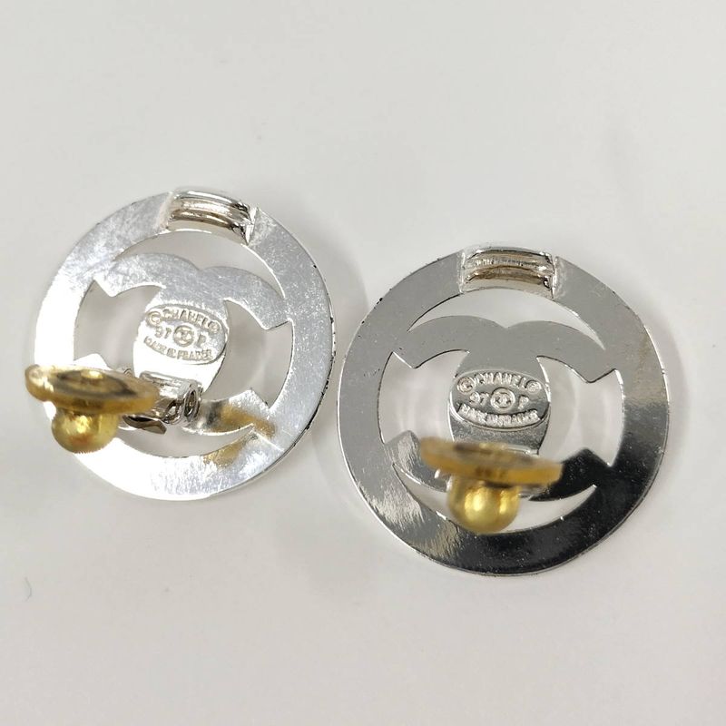 Chanel Earring Coco Mark Turnlock Plated Silver 97p