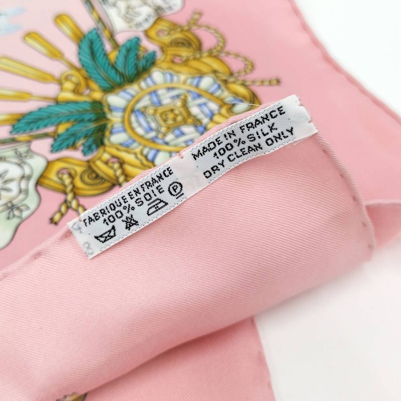 Hermes Carré 90 Large Scarf Voiles de Lumiere Light Sailing Ship 100% Silk Pink