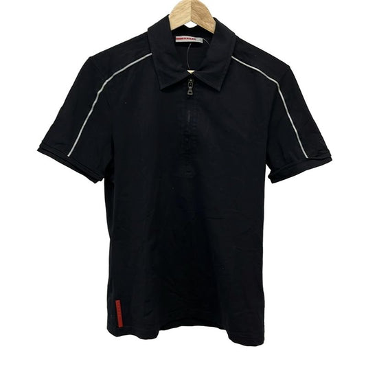 Prada Sport Short Sleeve Polo Shirt Size S Men's - Black and Light Gray Half Zip