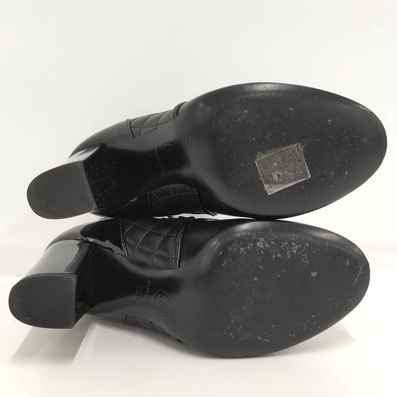 Chanel Chain Ankle Boots Leather Black Size 35c