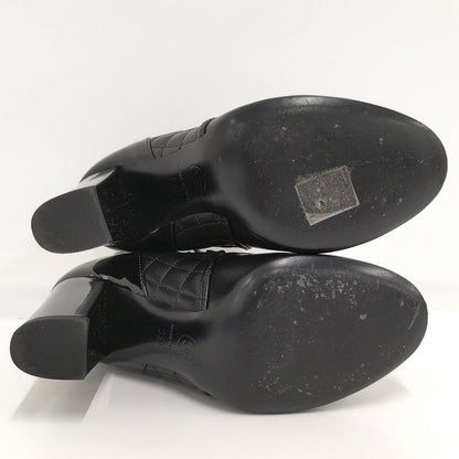 Chanel Chain Ankle Boots Leather Black Size 35c