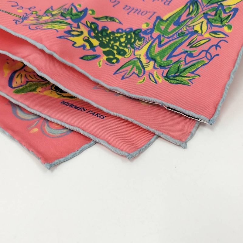 Hermes Carré 40 Scarf Loula's Summer 100% Silk Pink Multicolor
