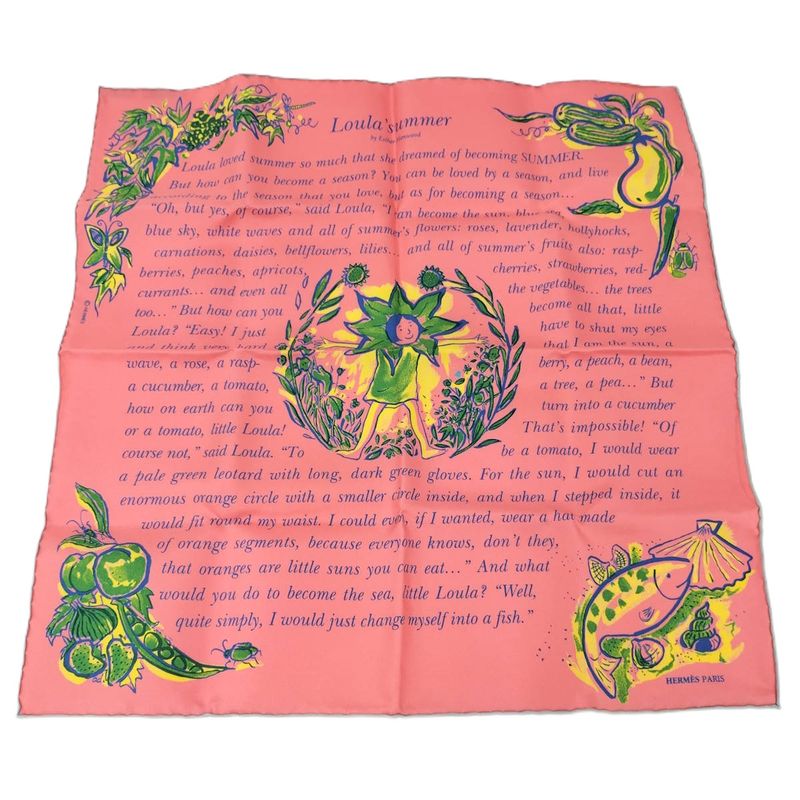 Hermes Carré 40 Scarf Loula's Summer 100% Silk Pink Multicolor
