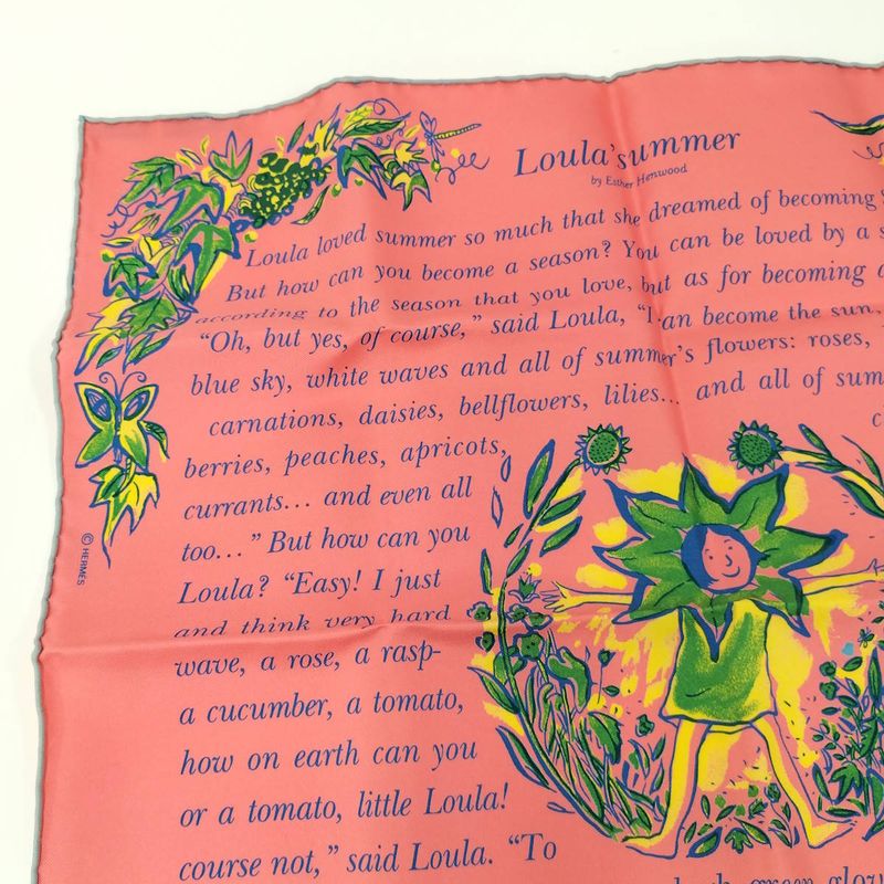 Hermes Carré 40 Scarf Loula's Summer 100% Silk Pink Multicolor