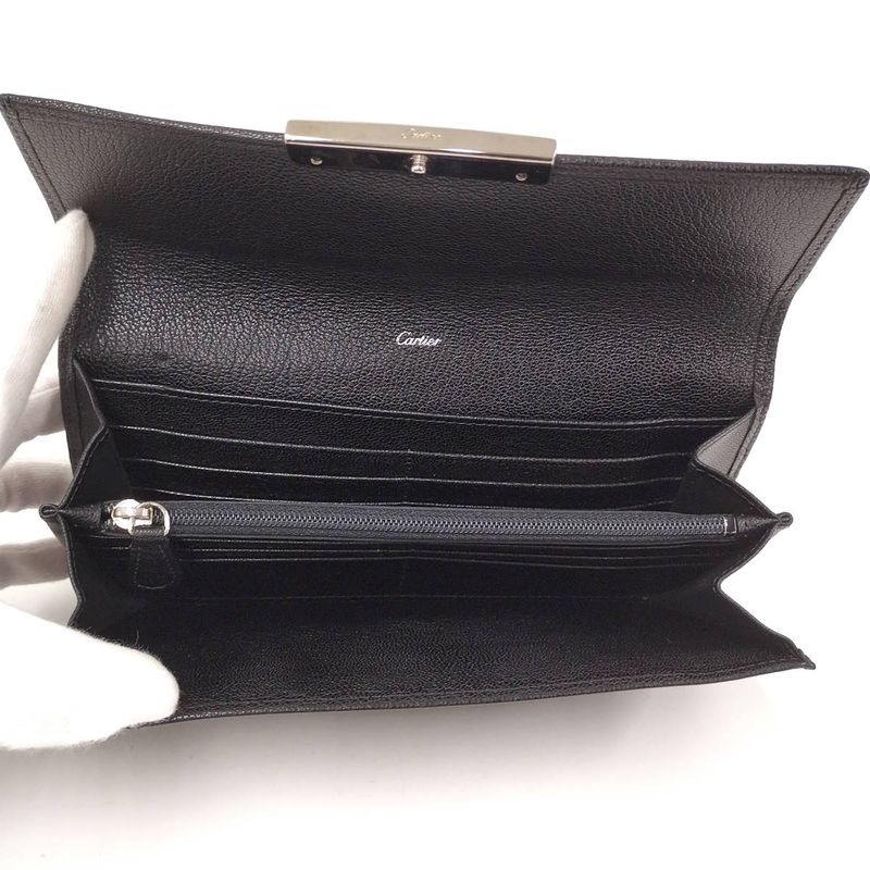 Cartier Bifold Long Wallet Love Collection Leather Black