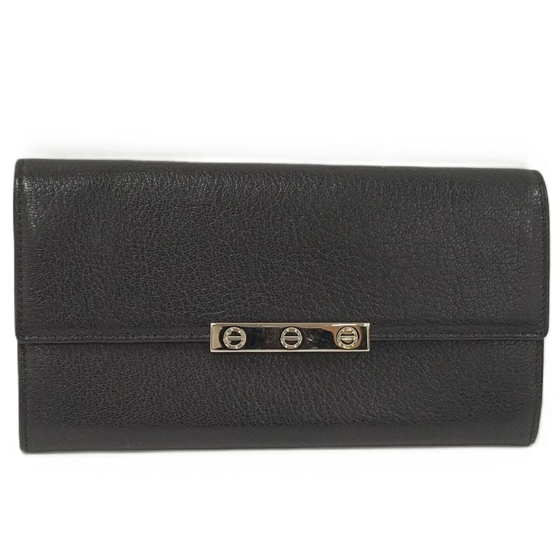 Cartier Bifold Long Wallet Love Collection Leather Black