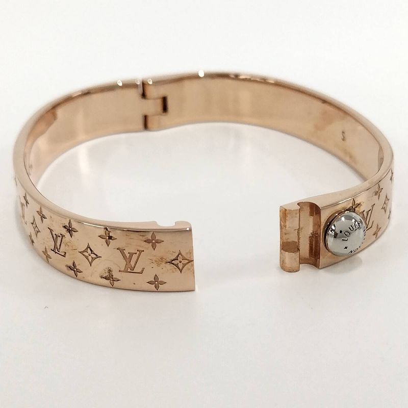 Louis Vuitton Cuff Nanogram Bracelet S Size Plated Silver Pink Gold M00253