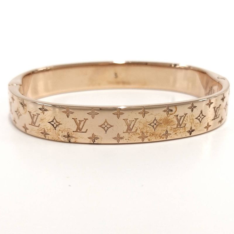 Louis Vuitton Cuff Nanogram Bracelet S Size Plated Silver Pink Gold M00253