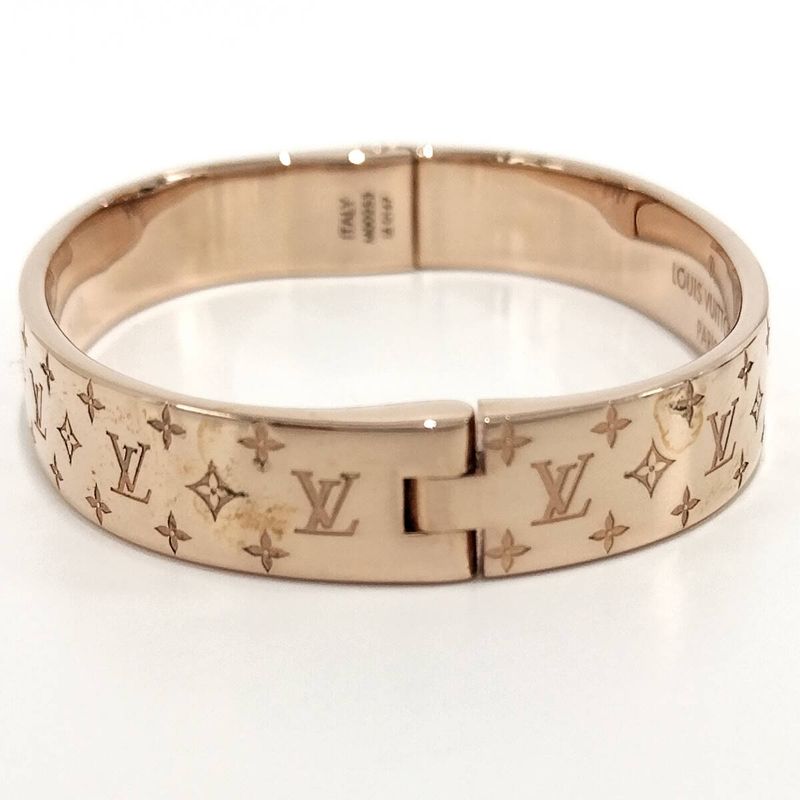 Louis Vuitton Cuff Nanogram Bracelet S Size Plated Silver Pink Gold M00253