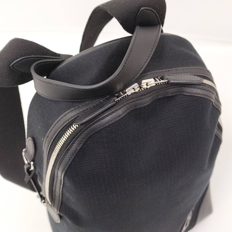 Hermes Sac a Dos All Bag Backpack Canvas Leather Black Engraved B
