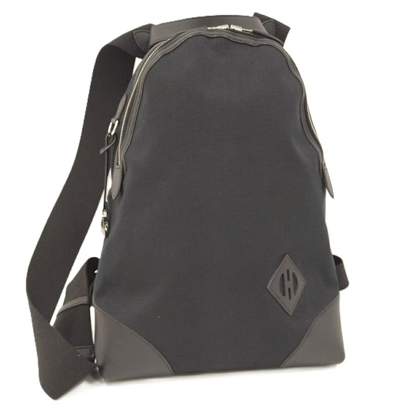 Hermes Sac a Dos All Bag Backpack Canvas Leather Black Engraved B