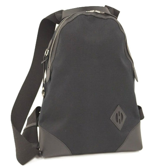 Hermes Sac a Dos All Bag Backpack Canvas Leather Black Engraved B
