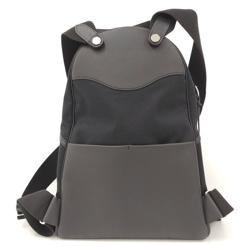 Hermes Sac a Dos All Bag Backpack Canvas Leather Black Engraved B