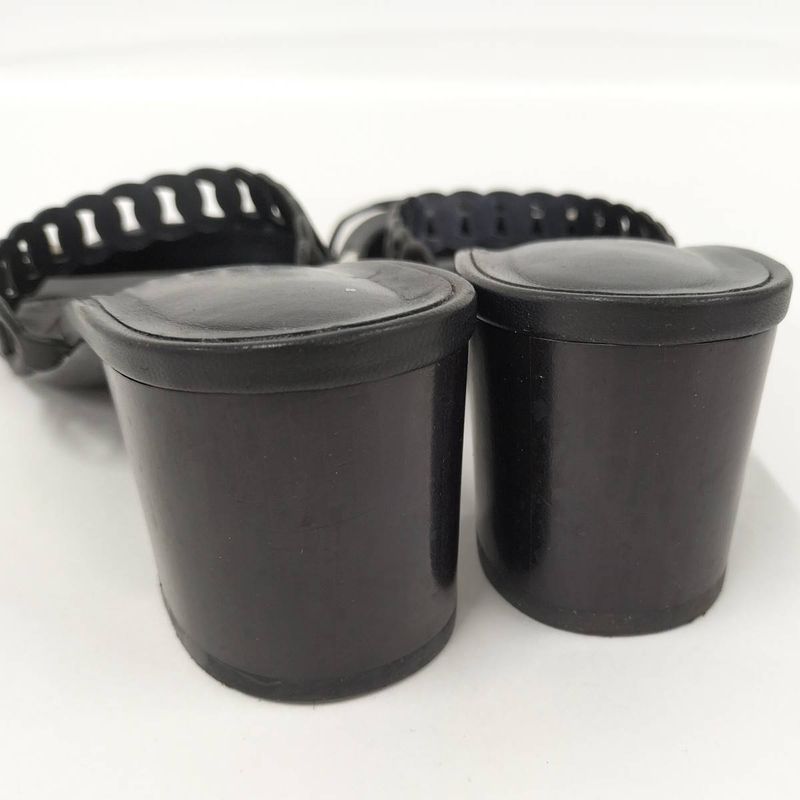 Hermes Sandals Ajaccio Chaine D'ancre Leather Black Size 38