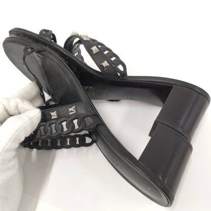 Hermes Sandals Ajaccio Chaine D'ancre Leather Black Size 38
