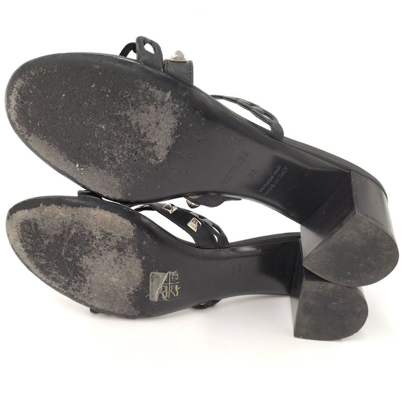 Hermes Sandals Ajaccio Chaine D'ancre Leather Black Size 38