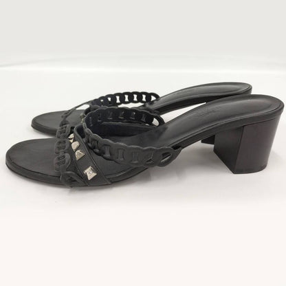 Hermes Sandals Ajaccio Chaine D'ancre Leather Black Size 38