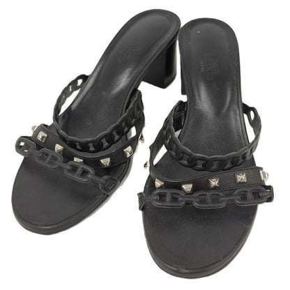Hermes Sandals Ajaccio Chaine D'ancre Leather Black Size 38