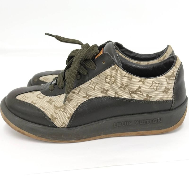 Louis Vuitton Sneakers Monogram Mini Canvas Leather Brown Black Size 36 1 2