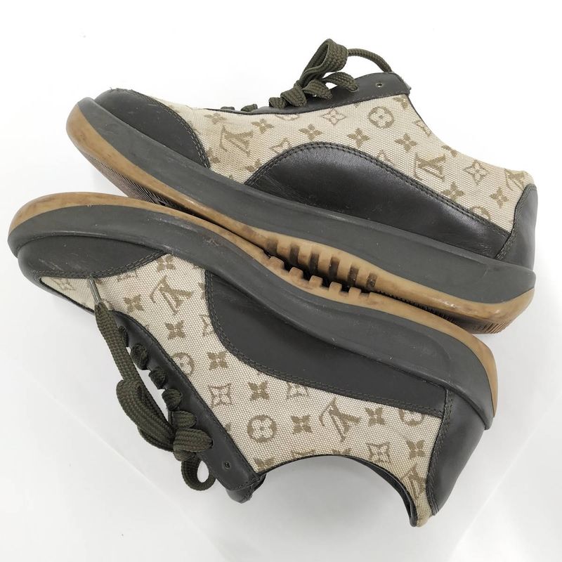 Louis Vuitton Sneakers Monogram Mini Canvas Leather Brown Black Size 36 1 2