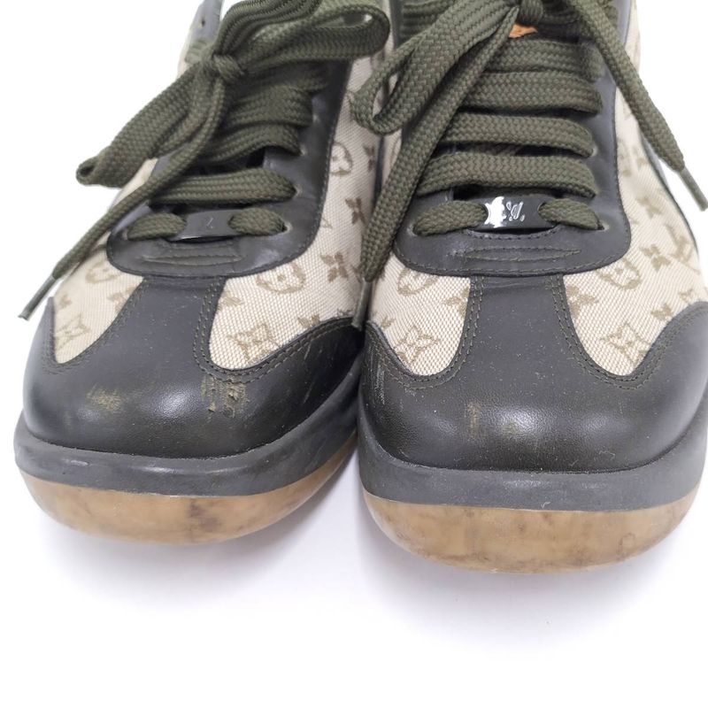 Louis Vuitton Sneakers Monogram Mini Canvas Leather Brown Black Size 36 1 2