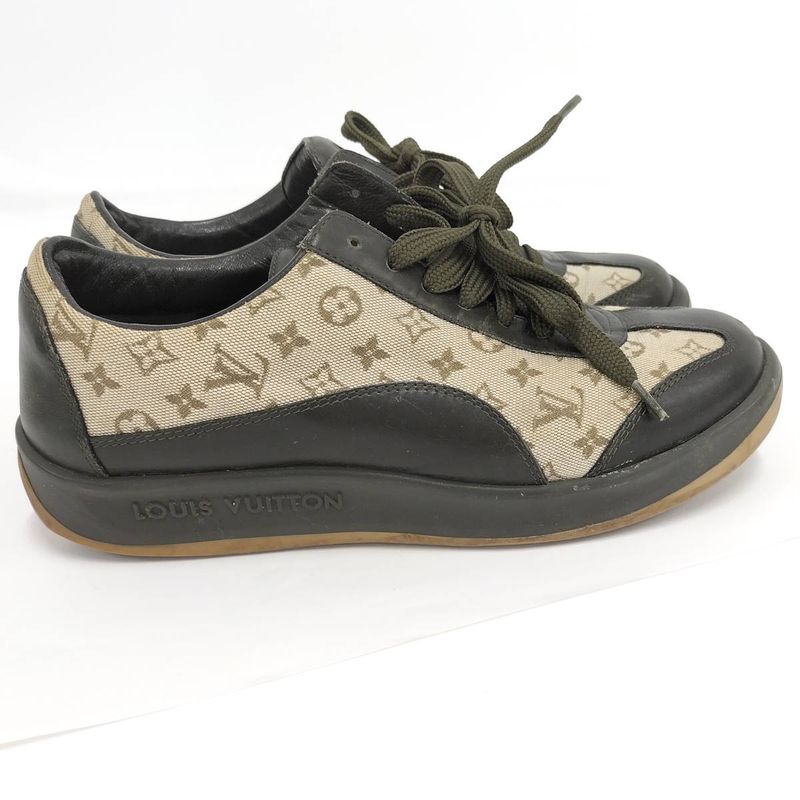 Louis Vuitton Sneakers Monogram Mini Canvas Leather Brown Black Size 36 1 2