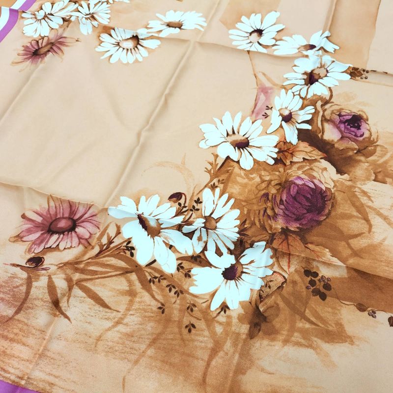 Christian Dior Large Scarf Floral Motif 100% Silk Orange