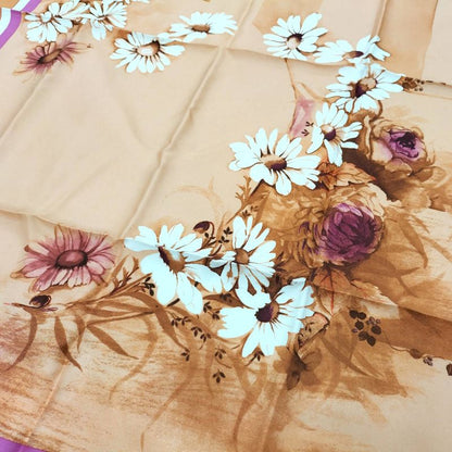 Christian Dior Large Scarf Floral Motif 100% Silk Orange