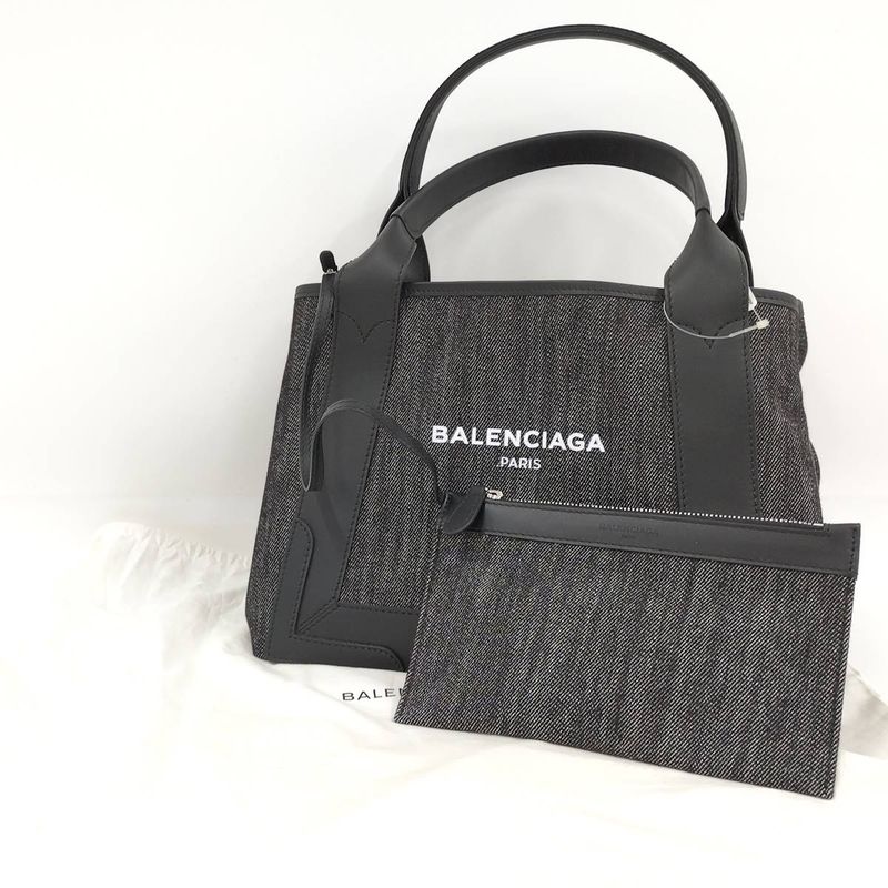 Balenciaga Navy Cabas Su M Tote Bag with Pouch Black Series 339936