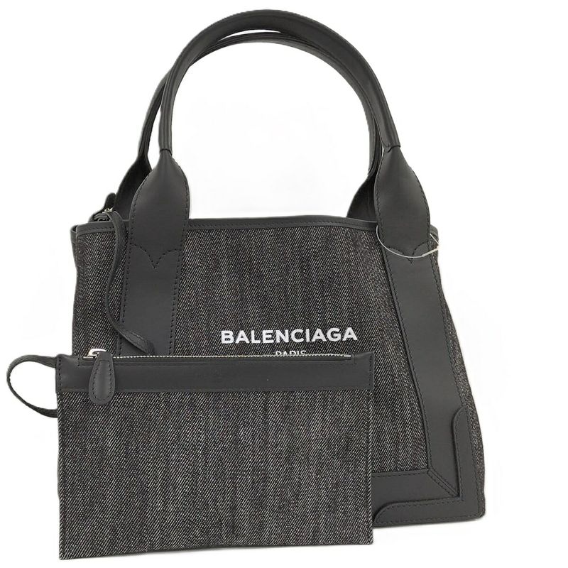 Balenciaga Navy Cabas Su M Tote Bag with Pouch Black Series 339936