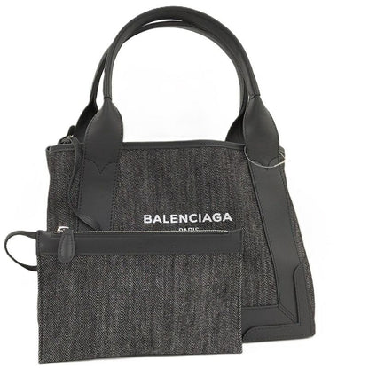 Balenciaga Navy Cabas Su M Tote Bag with Pouch Black Series 339936