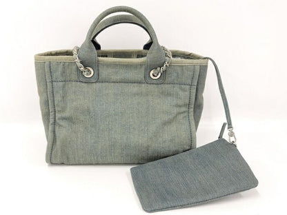 Chanel Shoulder Bag Deauville Small Coco Mark Denim Light Blue As3257