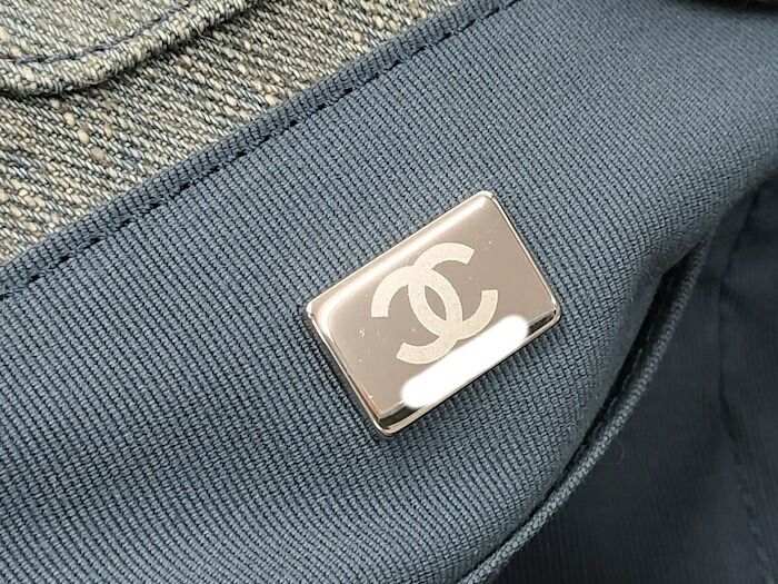 Chanel Shoulder Bag Deauville Small Coco Mark Denim Light Blue As3257