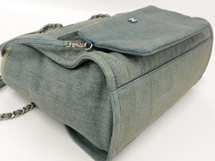 Chanel Shoulder Bag Deauville Small Coco Mark Denim Light Blue As3257