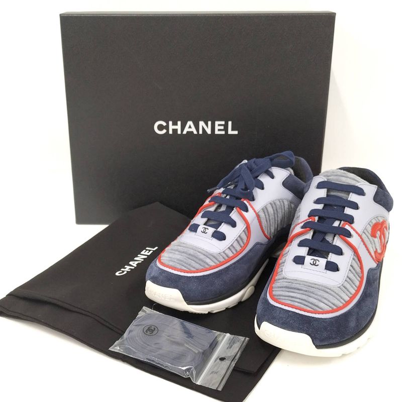 Chanel Sneakers Coco Mark Logo Women's Size 38 G34052