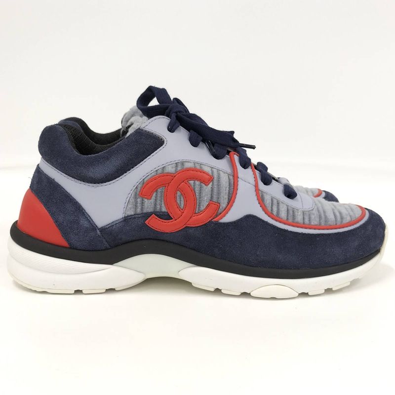 Chanel Sneakers Coco Mark Logo Women's Size 38 G34052