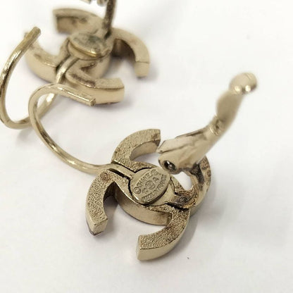 Chanel Earrings Coco Mark Plated Gold Bordeaux 10a