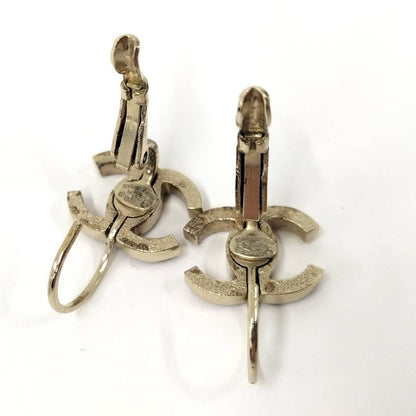 Chanel Earrings Coco Mark Plated Gold Bordeaux 10a