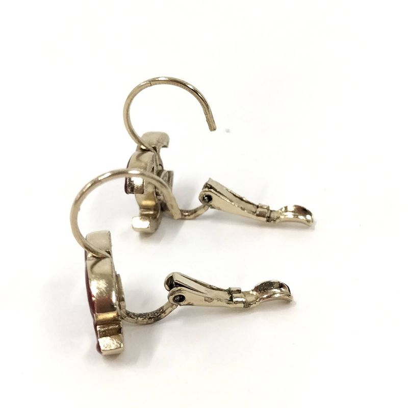 Chanel Earrings Coco Mark Plated Gold Bordeaux 10a