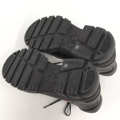 Gucci Ankle Boots Interlocking G Lace Up Short Boots Size 5 1 2 Leather Black