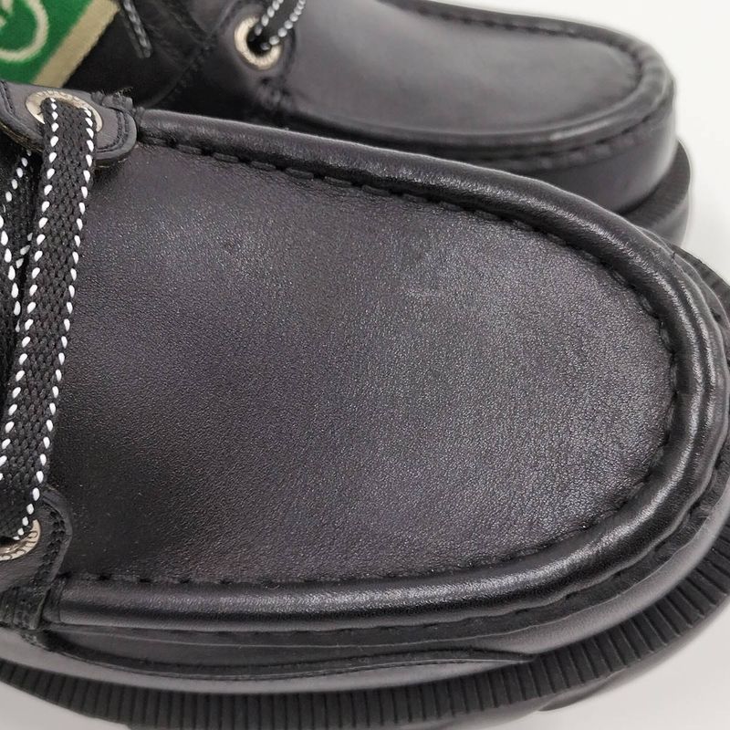 Gucci Ankle Boots Interlocking G Lace Up Short Boots Size 5 1 2 Leather Black